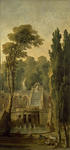 Hubert Robert - テラスとカスケードのある風景