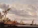 Salomon Van Ruysdael - ファームステッドと川の風景