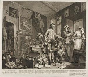William Hogarth - A Rakeの進捗から1をプレートする - (美術作品の複製品、油絵の複製品、キャンバスアート、芸術作品の複製品、キャンバス油絵の複製品の芸術作品)