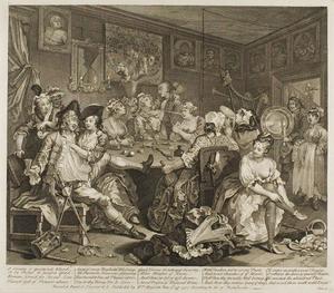 William Hogarth - A Rakeの進捗から3をプレート - (美術作品の複製品、油絵の複製品、キャンバスアート、芸術作品の複製品、キャンバス油絵の複製品の芸術作品)